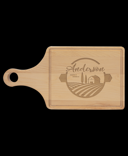 Custom Engraved Maple Paddle Shape Cutting Board