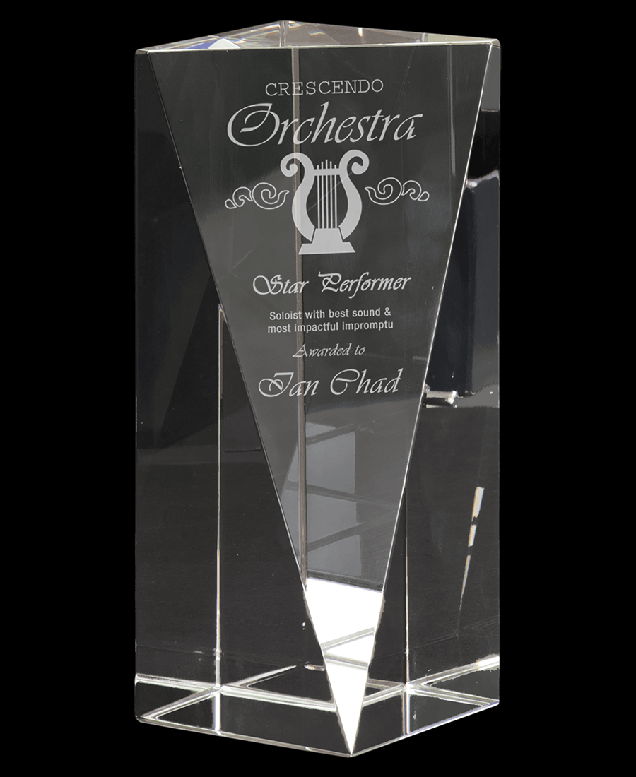 Custom Triangle Front Pillar Crystal Award